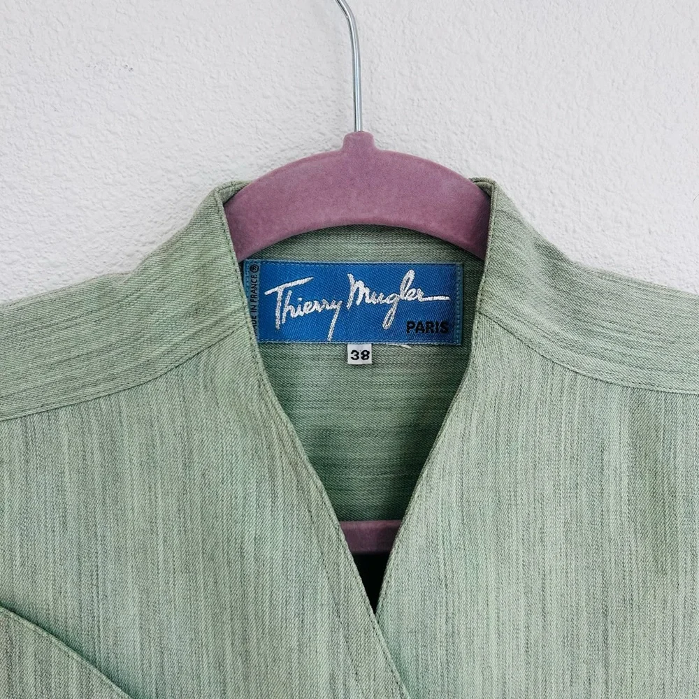 Rare 1980’s Thierry Mugler Sage Green Blazer Skirt Set - Picture 3 of 16